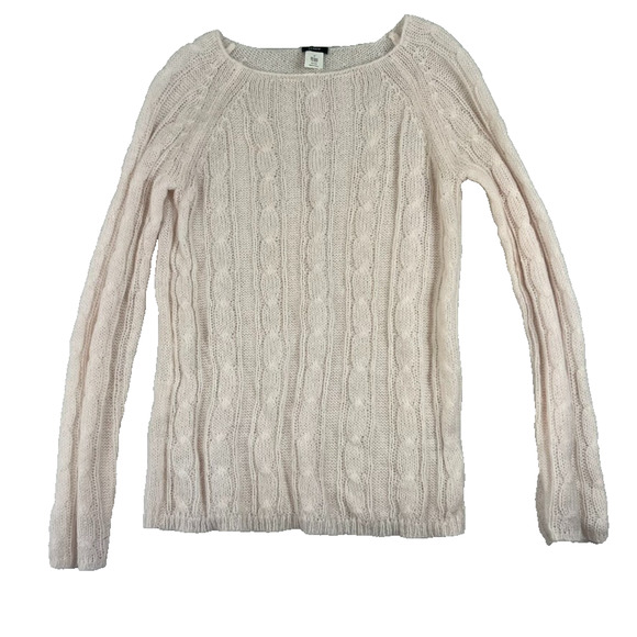 J. Crew Pullover Sweater Women Small Pale Pink Cable Knit Mohair Blend - Picture 1 of 8